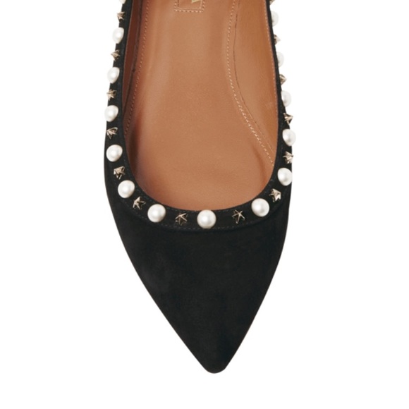 Aquazzura Harlow black suede embellished flats - Picture 5 of 7